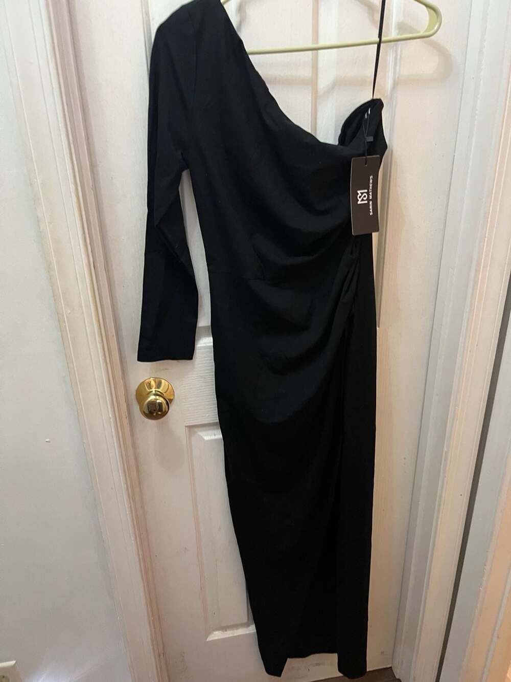 Sarin Mathews One Shoulder Maxi Dress Size M Black